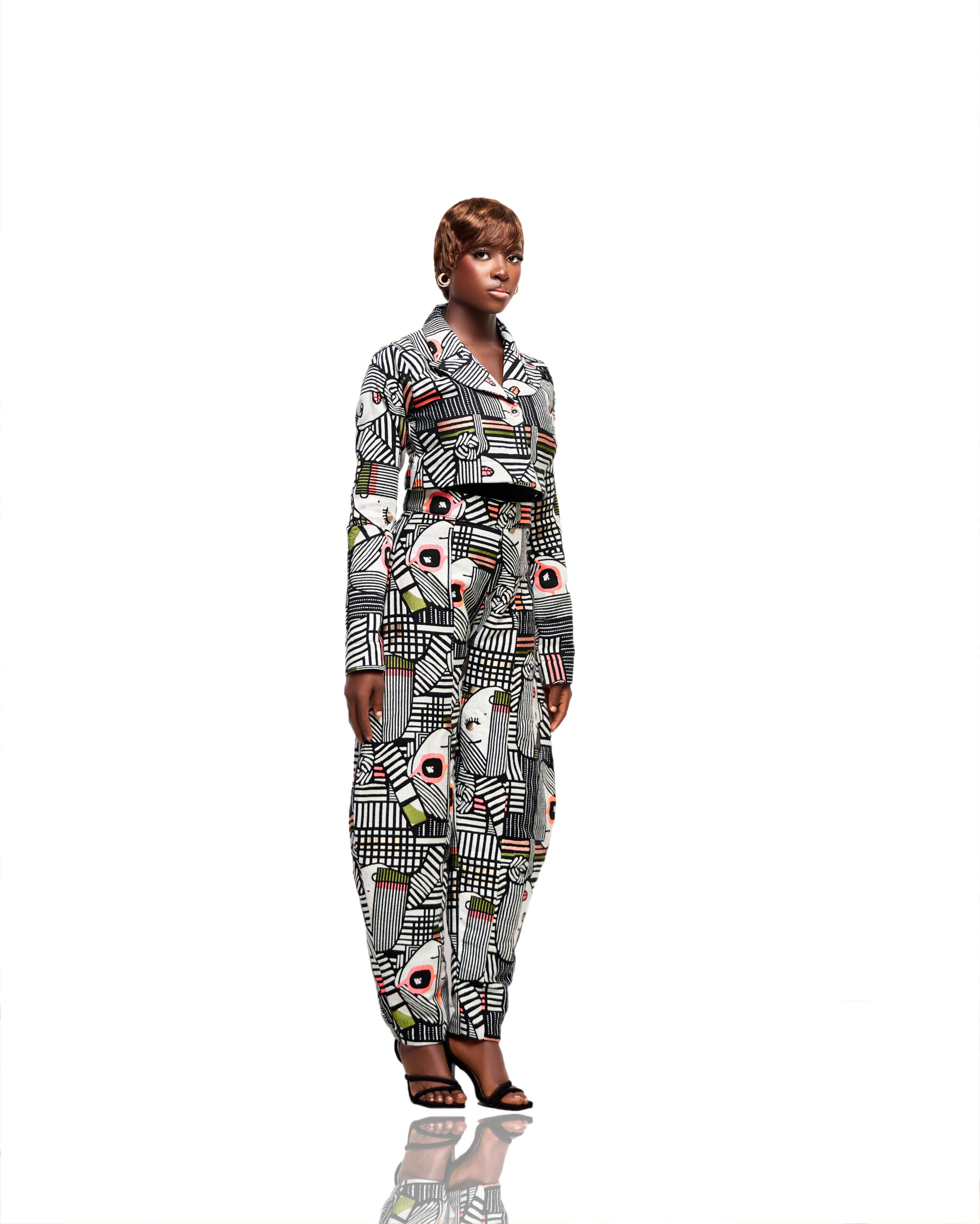 Abstract Print Belted Jumpsuit - Image 3