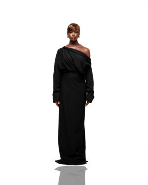 Asymmetrical Off-Shoulder Maxi Dress
