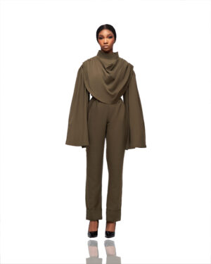 Draped High-Neck Jumpsuit